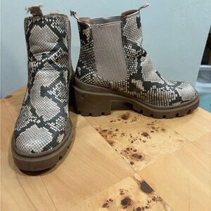 Target Snake Print Ankle Boots - Black and Tan